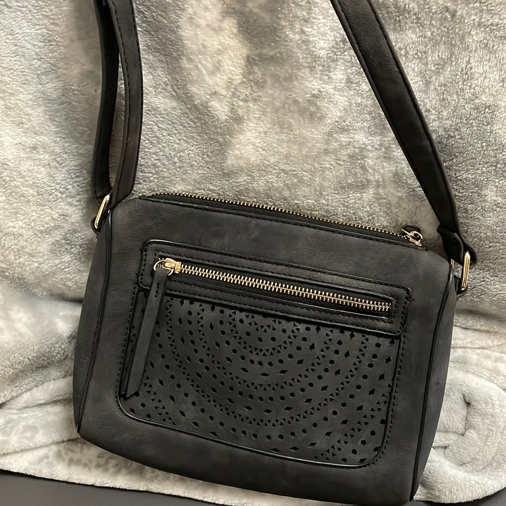 Dusty Blue Sueded Crossbody